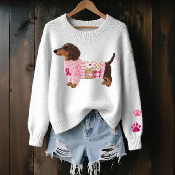 Naomi™ | Pull tricoté avec motif teckel