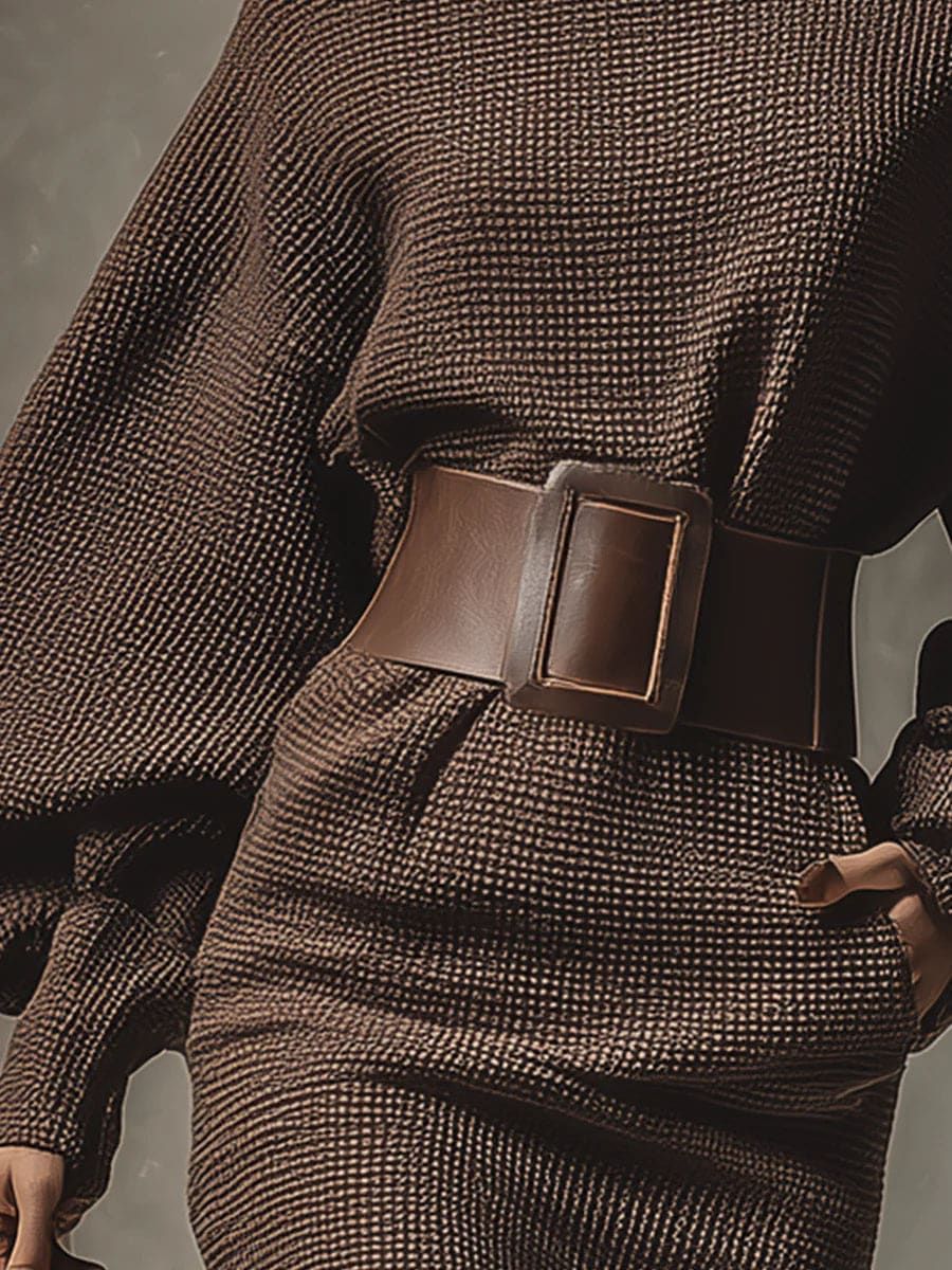 DouceMaison™ | Robe en maille à ceinture